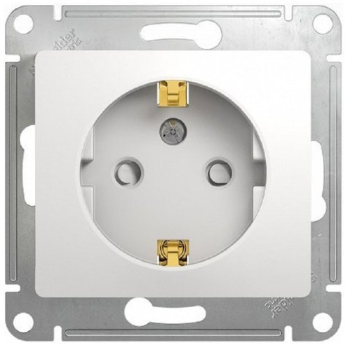 Розетка с заземлением без рамки Systeme Electric Glossa 1-м. шторки белый фото Розетка с заземлением без рамки Systeme Electric Glossa 1-м. шторки белый картинка